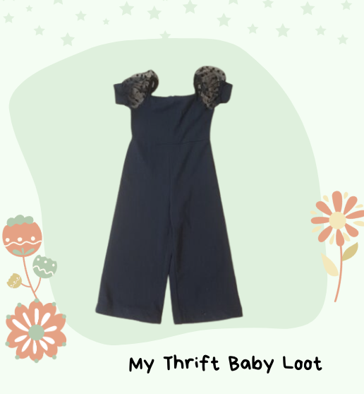 Like New Shein lace sleeves black jumpsuit (5-7 years)